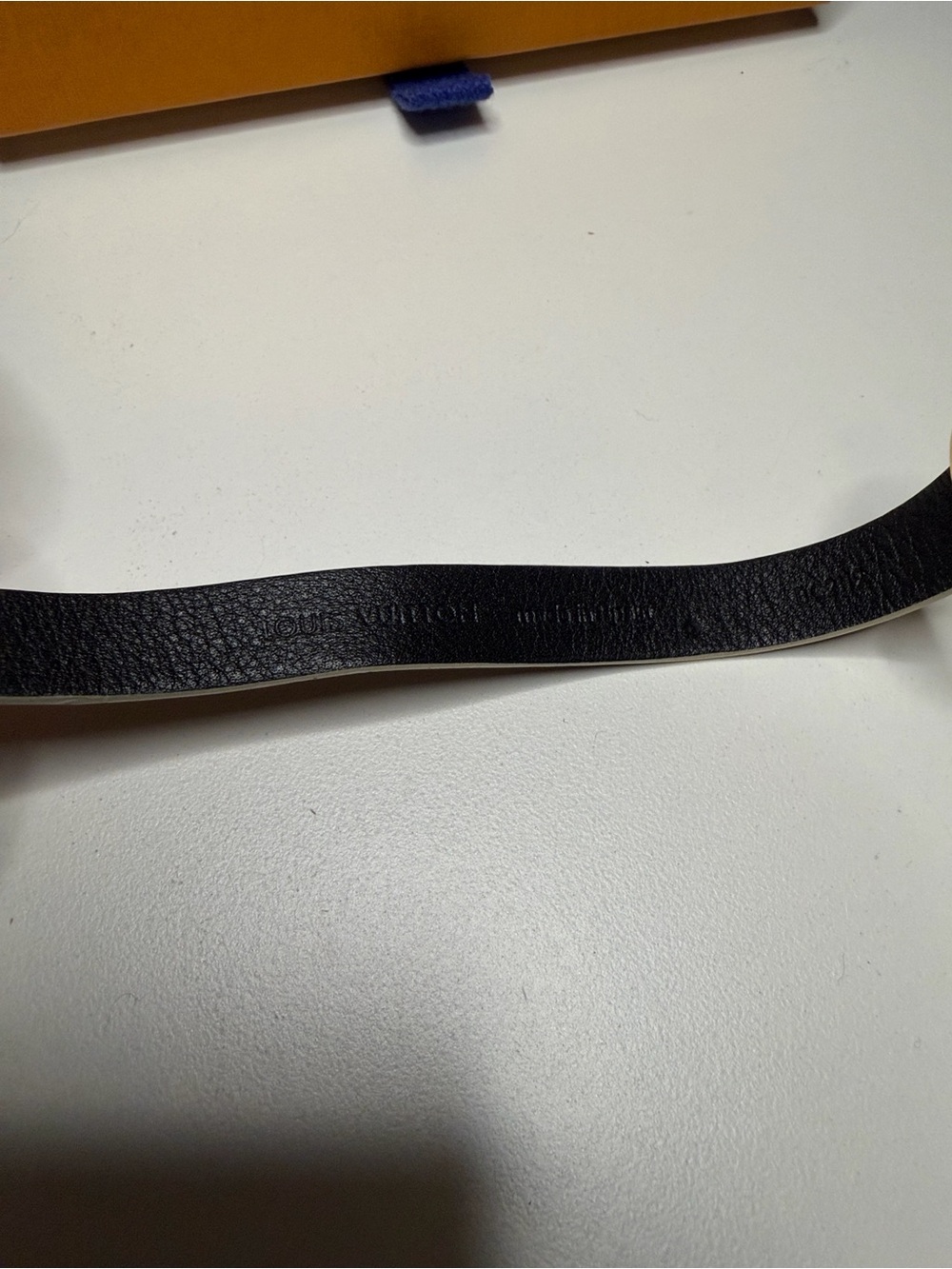 Louis Vuitton Black Leather Bracelet with Gold Flower Medallion - Picture 3 of 3